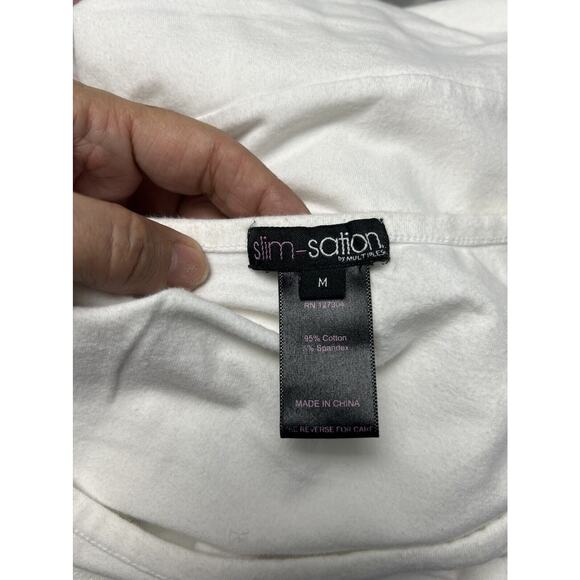 Slim-Sation by Multiples Womens White‎ Sleeveless Blouse Size Medium - Picture 8 of 11